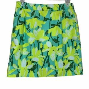 J. Crew Yellow and Green Floral Cotton Skirt Womens Size 0